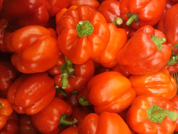 Full frame shot of bell peppers at market
