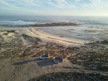 High angle view of beach against sky