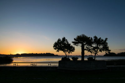 Scenic view of calm sea at sunset