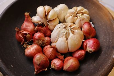 High angle view of fruits in bowl