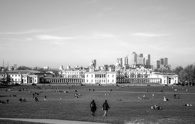 View of cityscape at beach