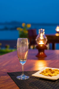 Close-up of drink served on table