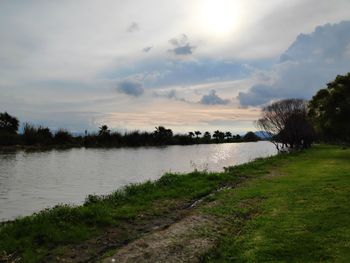 Scenic view of lake against sky