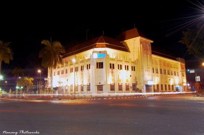 View of illuminated building at night