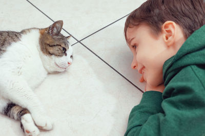 Side view of boy looking away