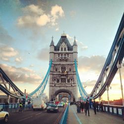 View of bridge against cloudy sky