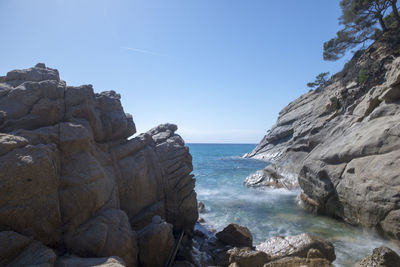 Scenic view of sea against clear sky