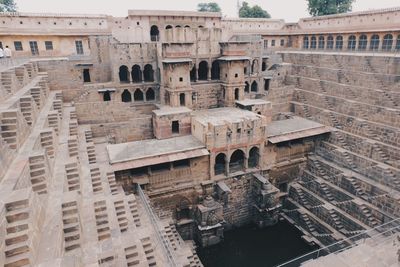 High angle view of historic buildings 