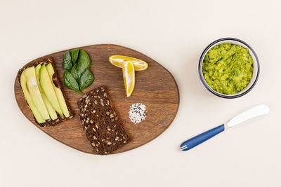 High angle view of food on table