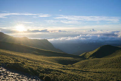 Scenic view of landscape against sky during sunset