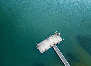 High angle view of boats in sea