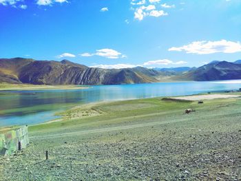 Scenic view of lake against sky