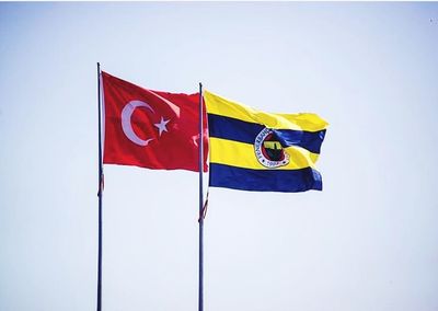 Low angle view of flag flags against sky