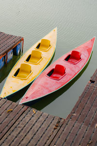 High-angle view of a boat in the lake