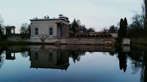 Reflection of built structure in water