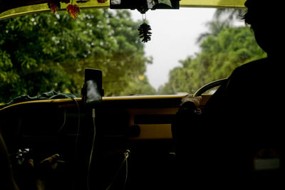 Road seen through car window