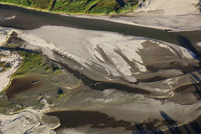 High angle view of frozen river