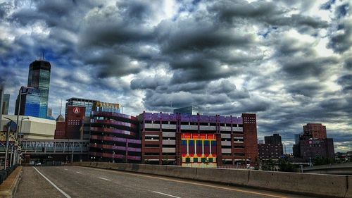 City against cloudy sky