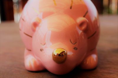 Close-up of piggy bank