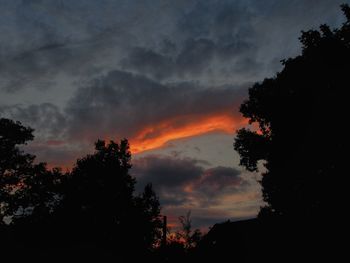 Low angle view of silhouette trees against sky during sunset