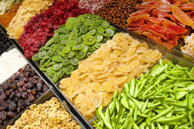 Close-up of dried fruits for sale