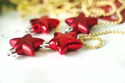 Close-up of christmas decoration on table