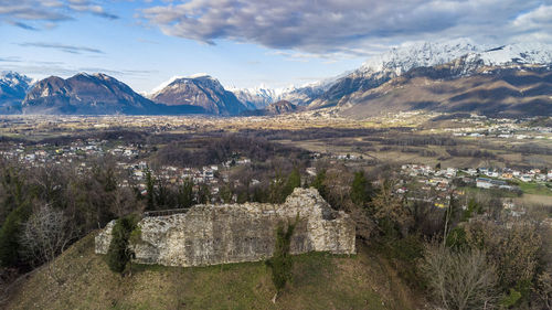 Panoramic view of landscape against cloudy sky