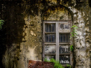 Close-up of abandoned window