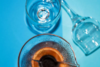 High angle view of drink in glass