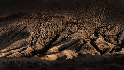 Aerial view of rock formations on land