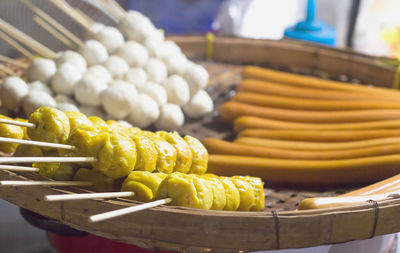 Close-up of fresh vegetables in market stall