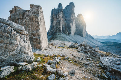 Scenic view of rocky mountains against sky