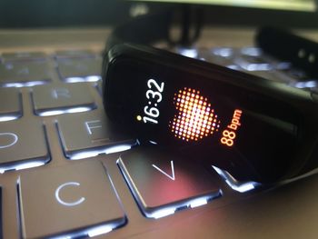 Close-up of computer keyboard on table