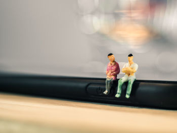 Toys on table in car