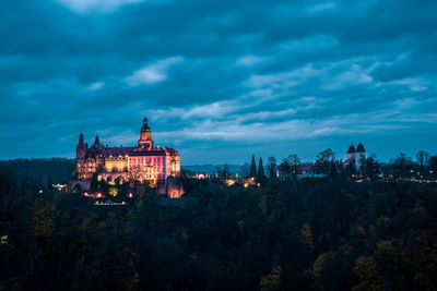 Panoramic view of fürstenstein castle  in poland.