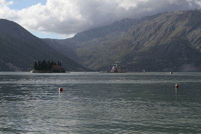 Scenic view of lake and mountains