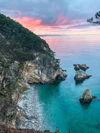 Scenic view of sea against sky during sunset