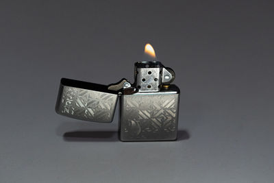 High angle view of illuminated lamp against wall