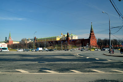 City street against blue sky