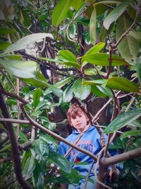 Portrait of cute boy outdoors