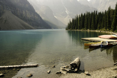 Scenic view of lake and mountains