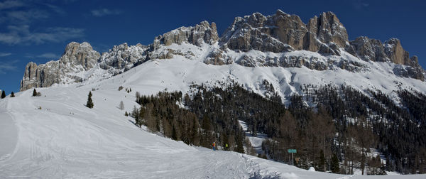 Snow covered mountains against sky