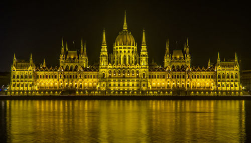 Illuminated building at night