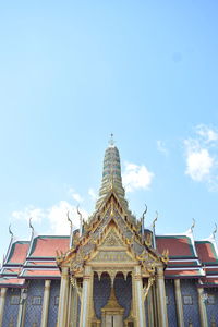 Low angle view of temple building against sky