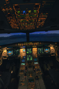 Interior of airplane cockpit