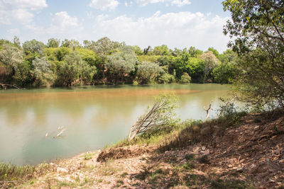 Scenic view of lake against sky