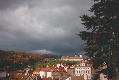 High angle view of townscape against sky