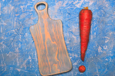 High angle view of candies on cutting board