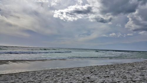 Scenic view of beach against sky