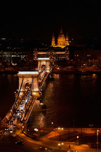 Illuminated city at night